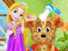 La piccola Rapunzel adotta un cucciolo La piccola Rapunzel adotta un cucciolo