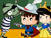 Prince and princess shoot zombie